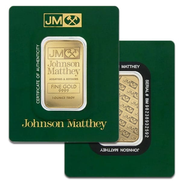 Johnson Matthey Gold Bar, 1 Troy Oz, .9999 Pure (New in Assay)