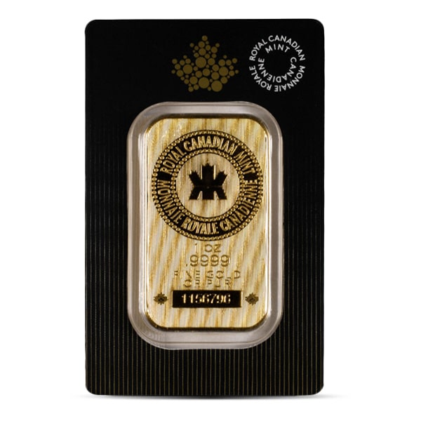 Royal Canadian Mint Gold Bar, 1 Troy Ounce, .9999 Pure in Assay Package