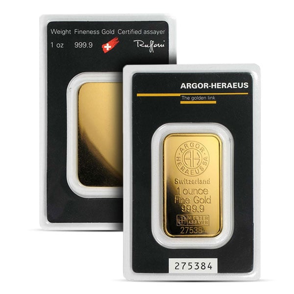 Argor-Heraeus - Gold Bar 1 Troy Oz, .9999 Pure