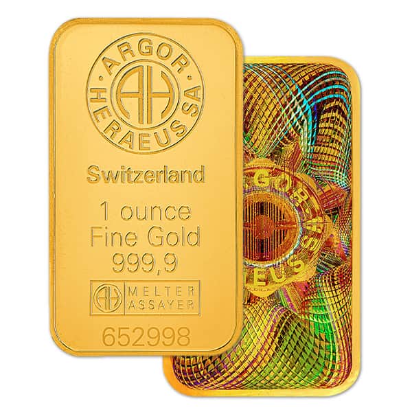 Gold Bar - Argor-Heraeus KineBar 1 Troy Oz, .9999 Pure