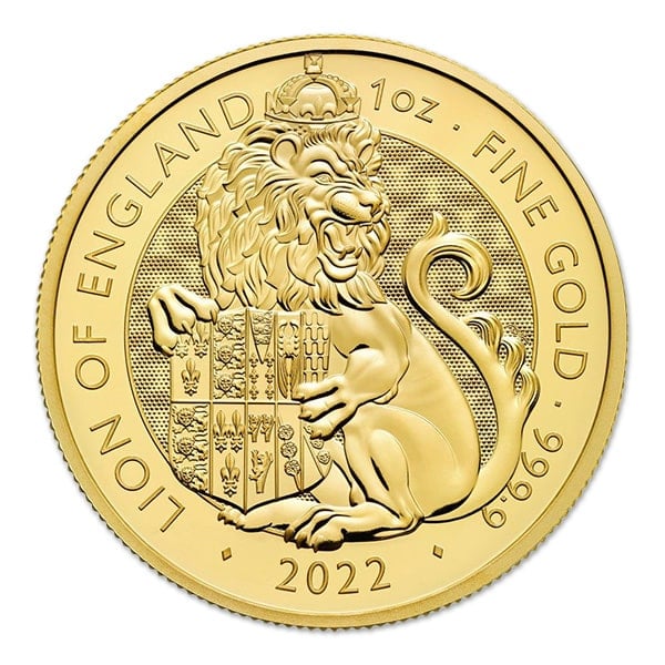 2022 British Royal Mint Tudor Beasts; Lion of England - 1 Oz Gold Coin .9999 Pure