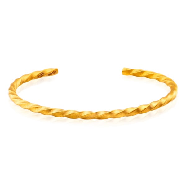 Gold Bullion Bangle - Twist Design - 1 Troy Oz, .9999 Fine 24K Pure - Matte Finish