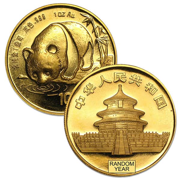 Chinese Panda, RANDOM Date .999 Gold, 1 Troy Ounce