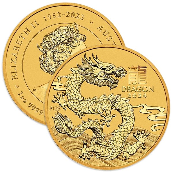 Perth Mint Lunar Series - 2024 Year of the Dragon, 1 Oz .9999 Gold