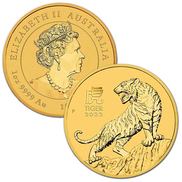 Perth Mint Lunar Series - 2022 Year of the Tiger, 1 Oz .9999 Gold