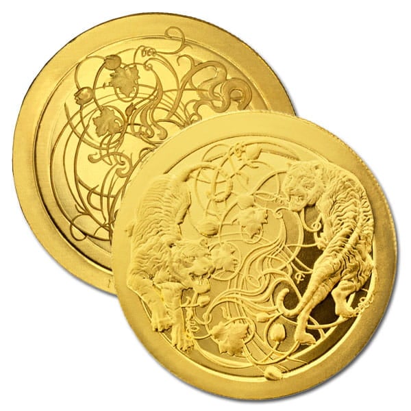 AgaBullion Tiger Gold 1 Troy Oz Round - .9999 Pure