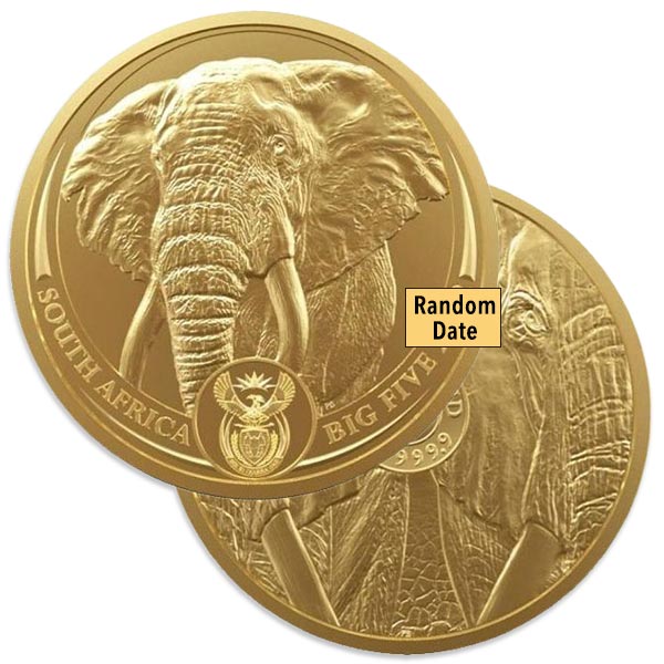 South African Big Five Elephant - 1 Troy Oz .9999 Gold