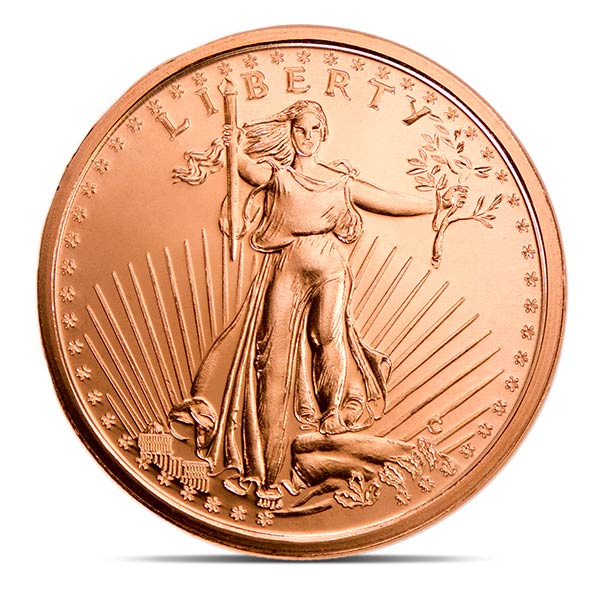 Copper St. Gaudens - 1 AVDP Oz Round, .999 Pure Copper