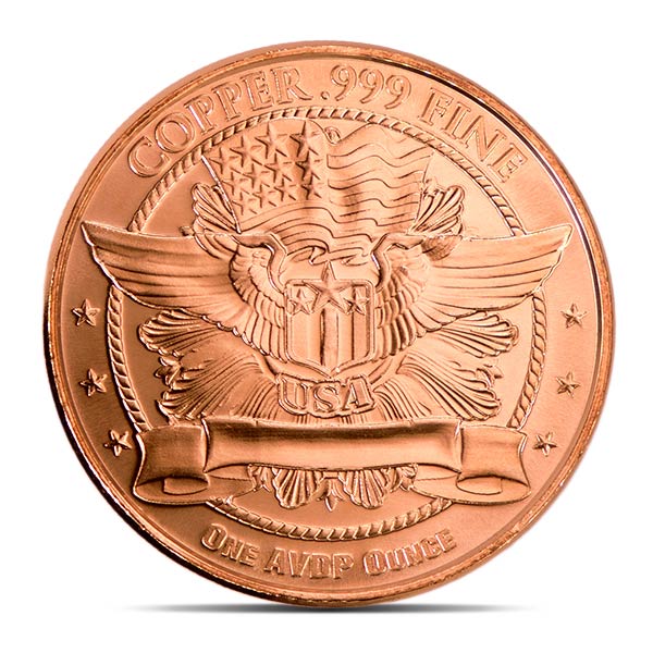 Copper St. Gaudens - 1 AVDP Oz Round, .999 Pure Copper