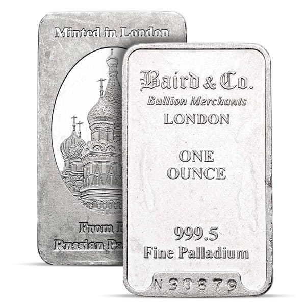 LOOSE Palladium Bar, 1 Troy Oz .9995 Pure - NO Assay Package
