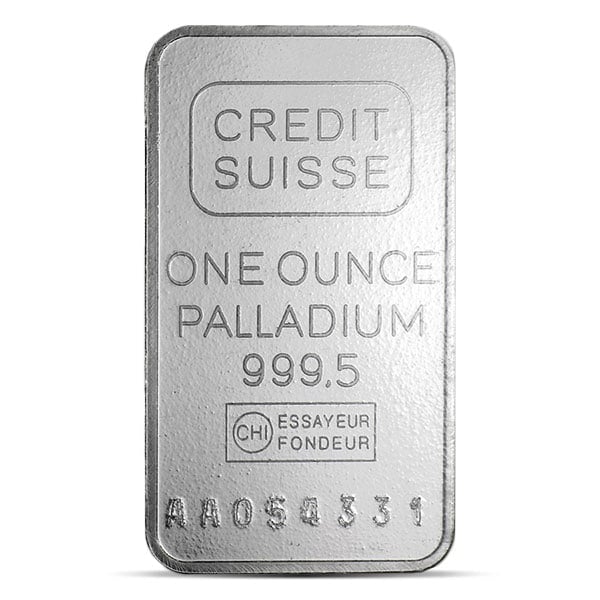 LOOSE Palladium Bar, 1 Troy Oz .9995 Pure - NO Assay Package