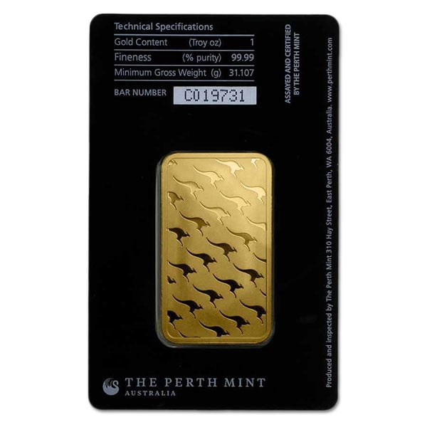 Perth Mint Gold Bar, 1 Troy Oz, .9999 Pure