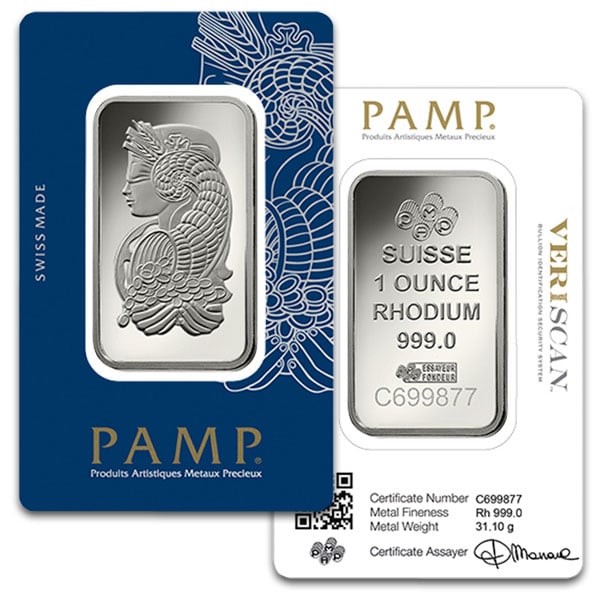 1 Oz Rhodium Bars