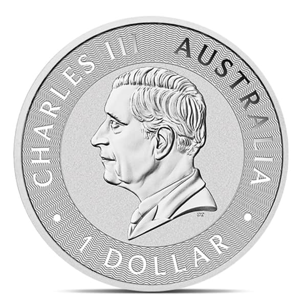 Australian Kangaroo, King Charles III - 1 Troy Oz Silver .9999 Pure (Random Year)