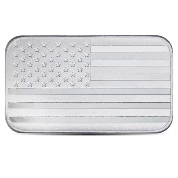 American Flag Design Silver Bar - 1 Ounce .999 Pure
