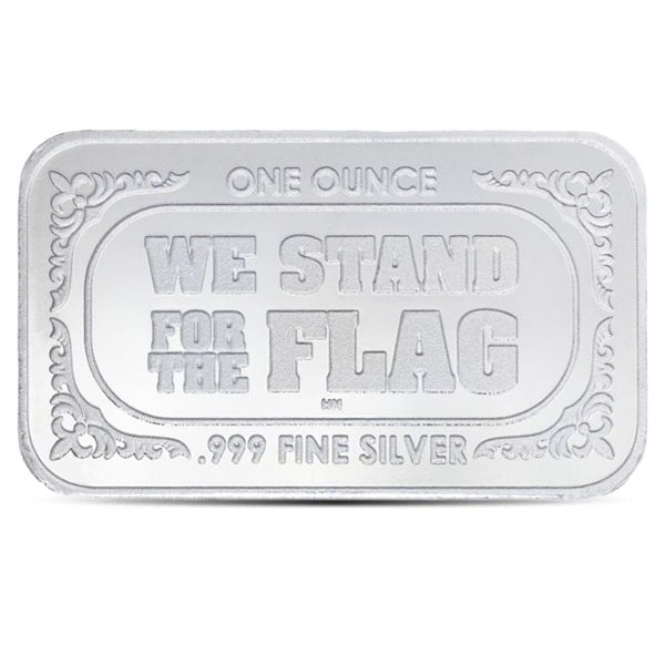 American Flag Design Silver Bar - 1 Ounce .999 Pure