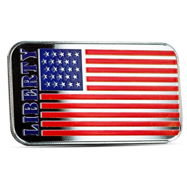 Liberty Flag (Colorized) Silver Bar - 1 Troy Ounce