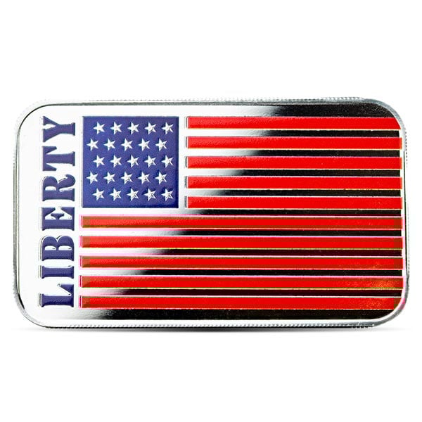 Liberty Flag (Colorized) Silver Bar - 1 Troy Ounce