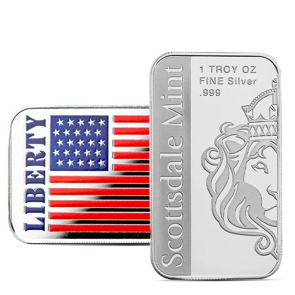 Liberty Flag (Colorized) Silver Bar - 1 Troy Ounce