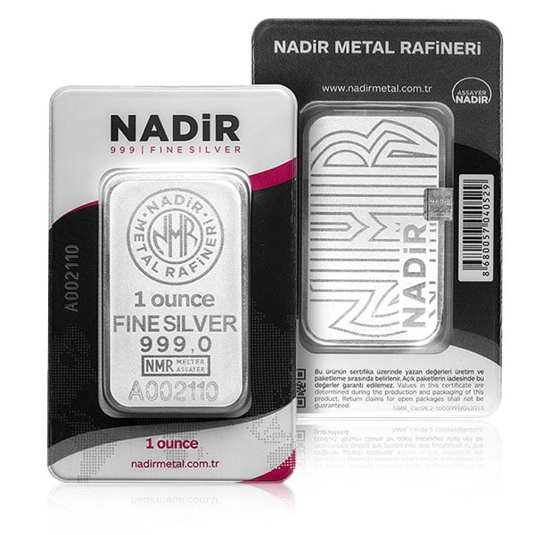 1 Ounce Nadir Silver Bar - With Assay Package, .999 Pure