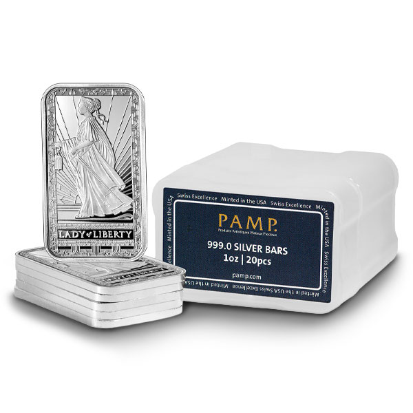 PAMP Suisse Lady Of Liberty Silver Bar, 1 Troy Ounce, .999 Pure