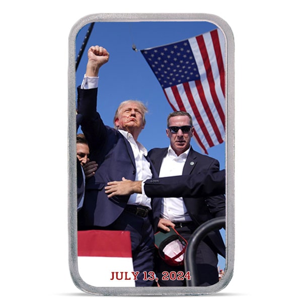 Colorized July 13th Trump Bar - 1 Troy Ounce, .999 Pure Silver