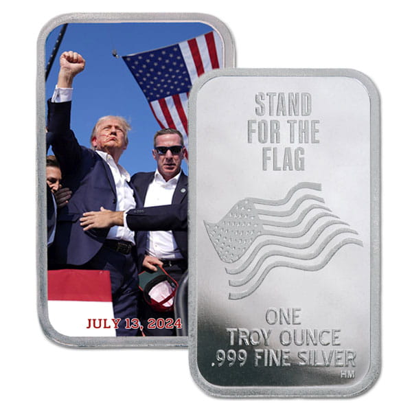 Colorized July 13th Trump Bar - 1 Troy Ounce, .999 Pure Silver