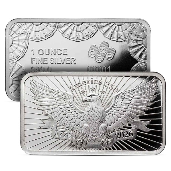 PAMP Suisse USA 250th Anniversary Silver Bar, 1 Troy Ounce, .999 Pure