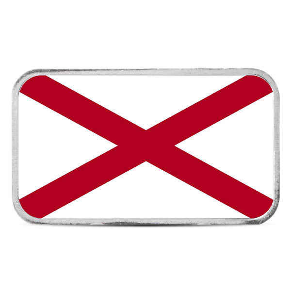 Alabama State Flag Silver Bar (Colorized) - 1 Troy Ounce, .999 Pure