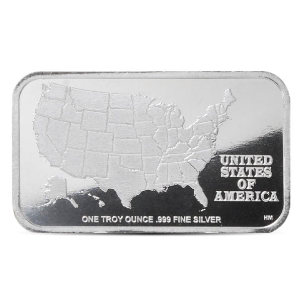 Rhode Island State Flag Silver Bar (Colorized) - 1 Troy Ounce, .999 Pure