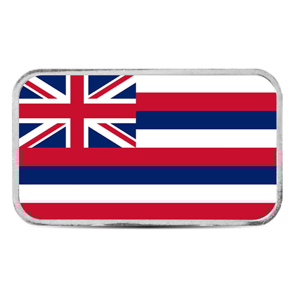 Hawaii State Flag Silver Bar (Colorized) - 1 Troy Ounce, .999 Pure