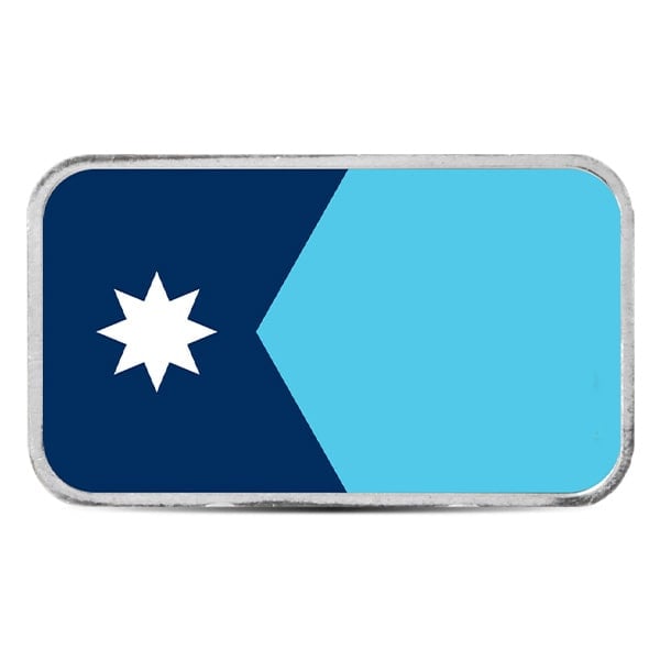Minnesota State Flag Silver Bar (Colorized) - 1 Troy Ounce, .999 Pure