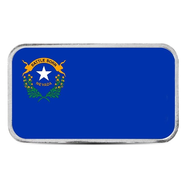 Nevada State Flag Silver Bar (Colorized) - 1 Troy Ounce, .999 Pure