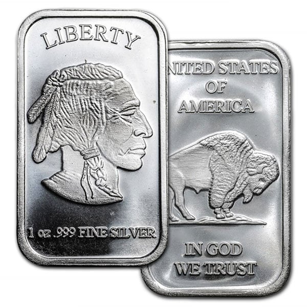 Buffalo Design Silver Bar - 1 Ounce .999 Pure