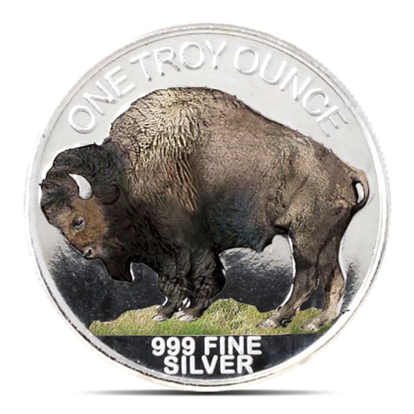 Colorized Buffalo 1 Troy Oz Silver Round - .999 Pure