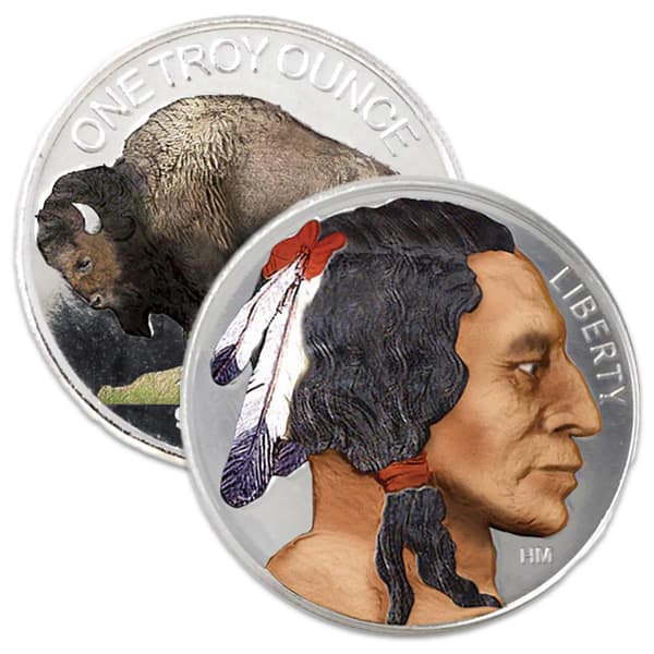 Colorized Buffalo 1 Troy Oz Silver Round - .999 Pure