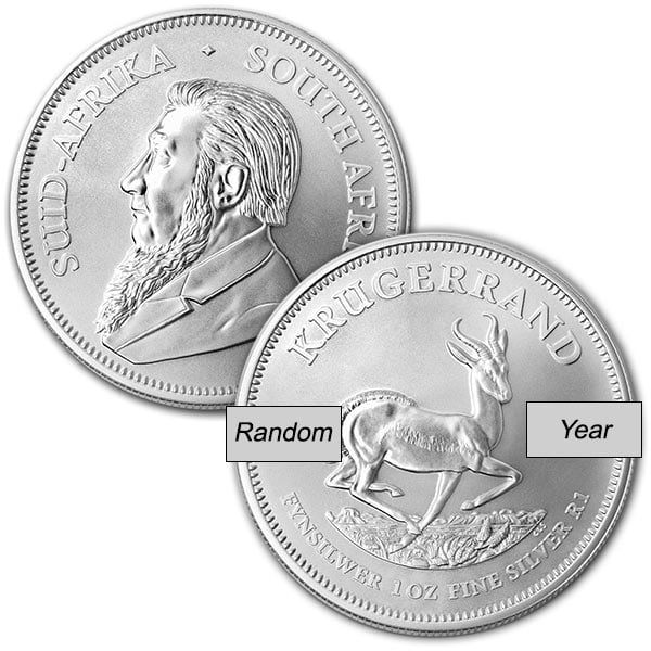South African Krugerrand - 1 Troy Oz .999 Silver thumbnail