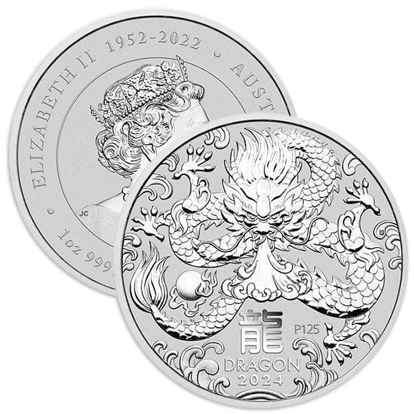 Perth Mint Lunar Series - 2024 Year of the Dragon, 1 Oz .9999 Silver