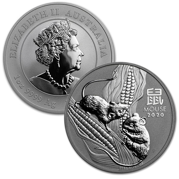 Lunar Mouse - Perth Mint 1 Oz .9999 Fine Silver thumbnail