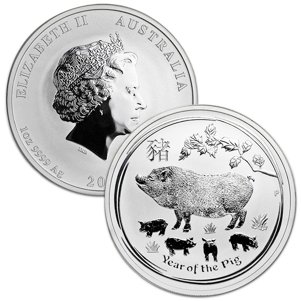 Lunar Pig - Perth Mint 1 Oz .9999 Fine Silver thumbnail