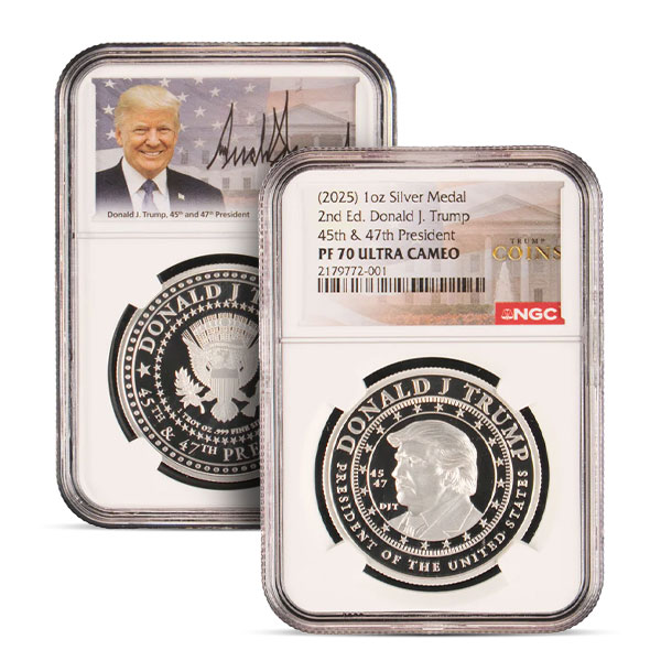 PF70 Graded 1 Troy Oz Silver President Trump Second Edition