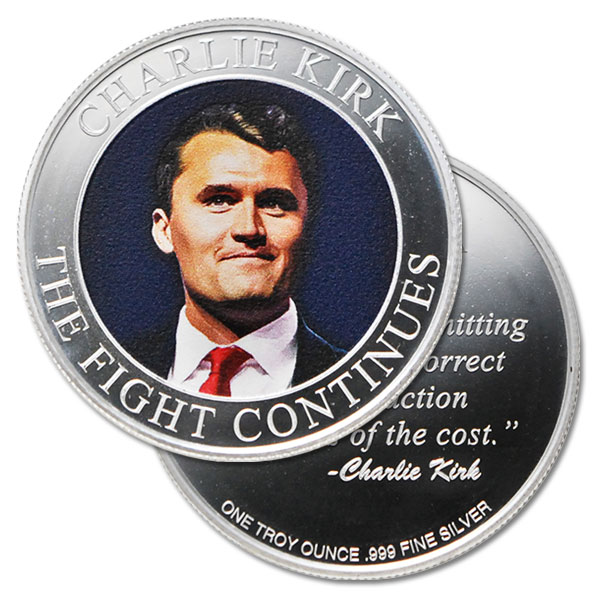 Charlie Kirk (Colorized) Memorial Coin with Box & COA - 1 Troy Ounce, .999 Pure Silver
