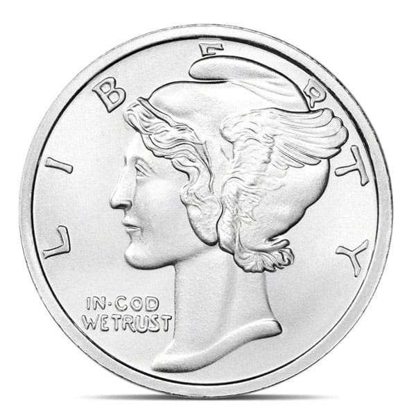 Mercury Silver Round - 1 Troy Ounce, .999 Pure