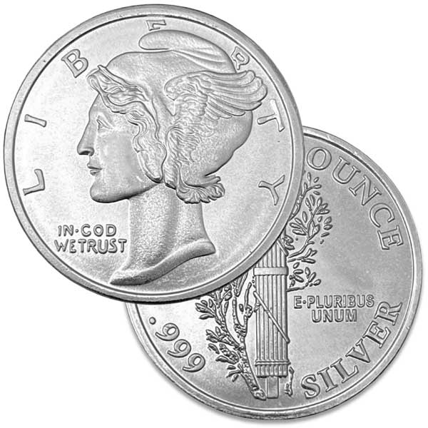 Mercury Silver Round - 1 Troy Ounce, .999 Pure thumbnail