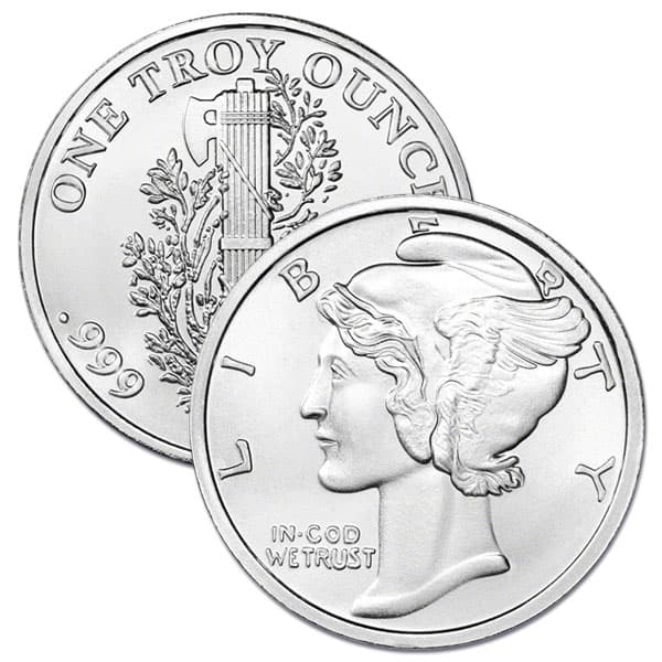 Mercury Silver Round - 1 Troy Ounce, .999 Pure thumbnail