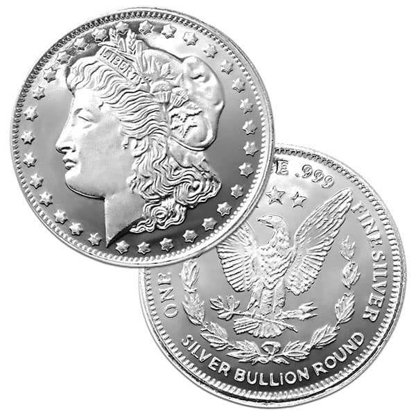 Morgan Silver Dollar Design 1oz .999 Fine Silver Round - Free