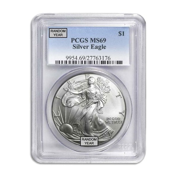 MS69 Graded Silver American Eagle (PCGS / NGC) - RANDOM Date