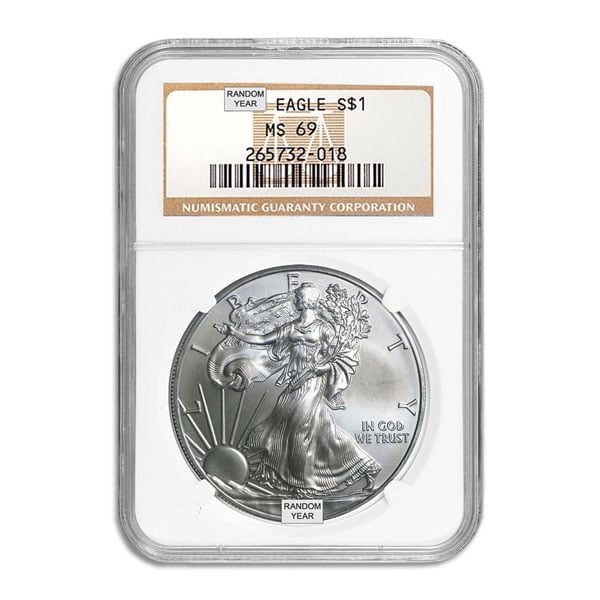 MS69 Graded Silver American Eagle (PCGS / NGC) - RANDOM Date