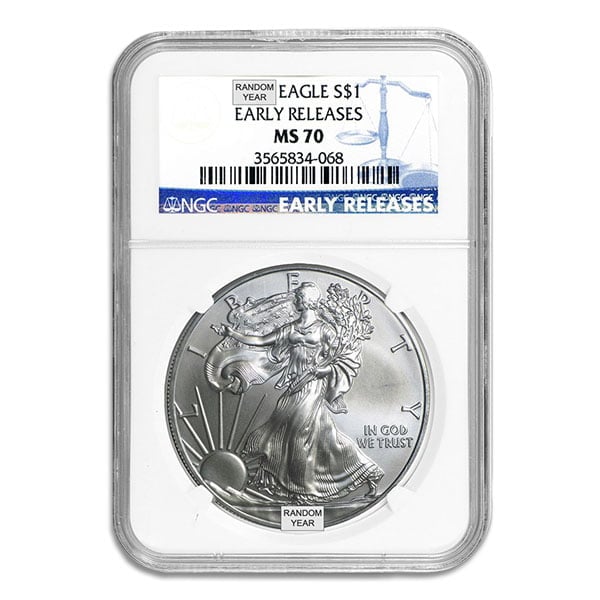 MS70 Graded Silver American Eagle (PCGS / NGC) - RANDOM Date