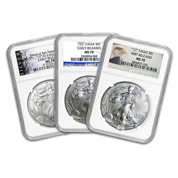 MS70 Graded Silver American Eagle (PCGS / NGC) - RANDOM Date